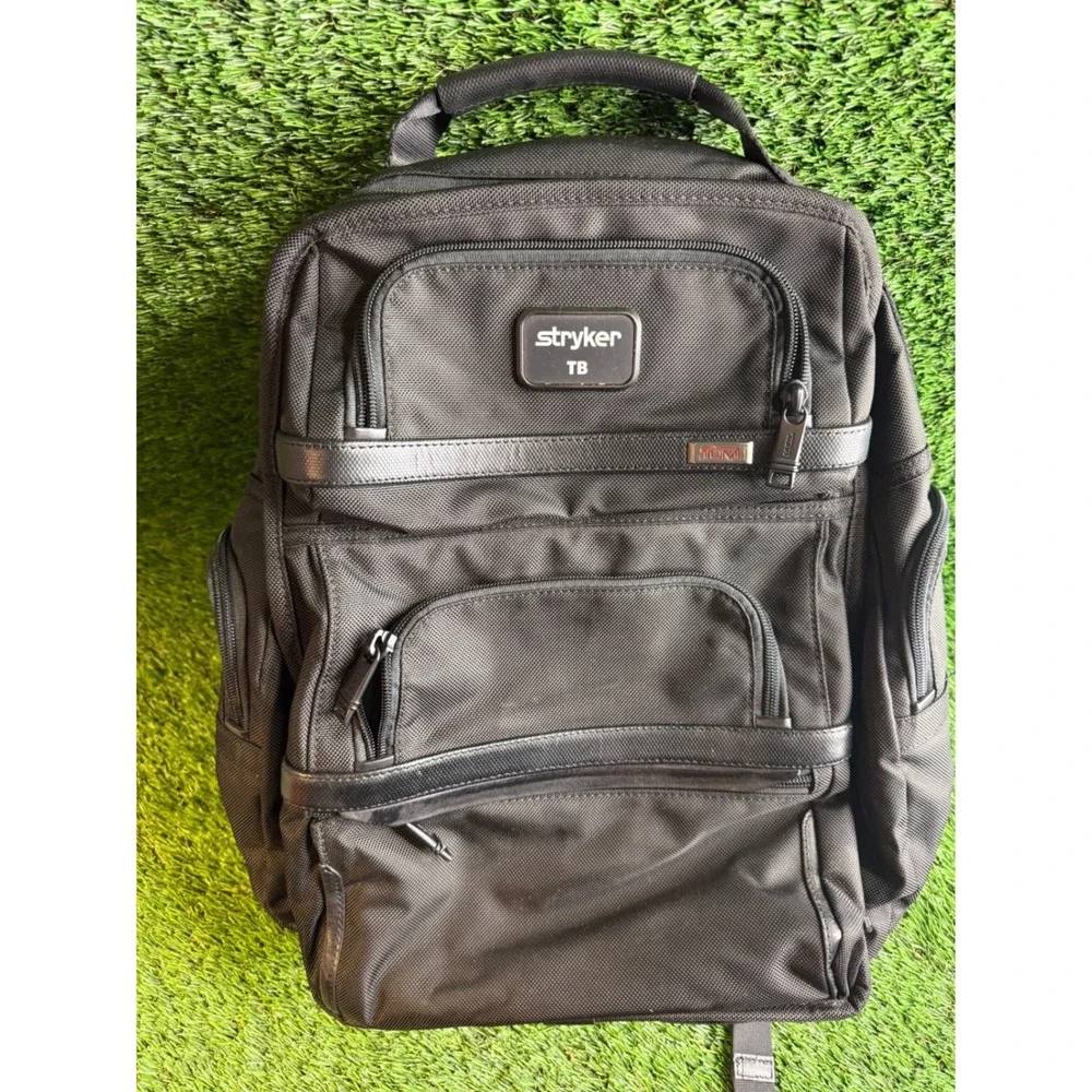 Tumi Alpha 3 Black Ballistic Nylon Leather Trim Backpack Mens Bag MSRP $695